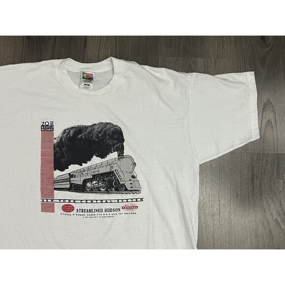 VTG T Shirt New York Central System Streamlined Hudson XL Train Railroad Engine - Picture 1 of 7